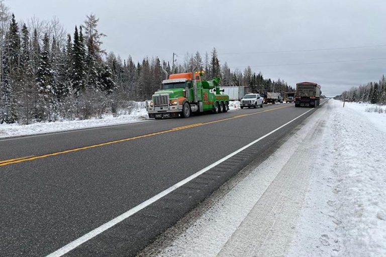 Trailer trucks driving